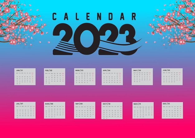 Vecteur modèle de calendrier de conception moderne 2023