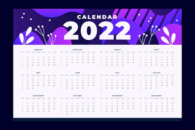 Vecteur modèle de calendrier dégradé 2022