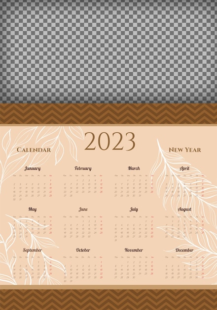 Modèle De Calendrier Du Nouvel An 2023 Dans Un Style Vintage