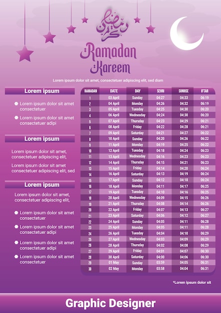 Modèle De Calendrier Du Ramadan