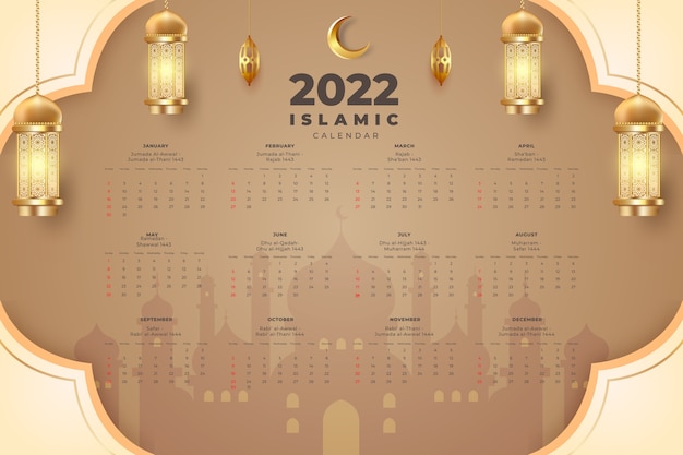 Modèle De Calendrier Islamique Réaliste 2022