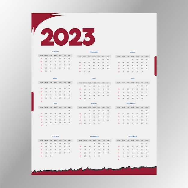 Modèle De Calendrier Moderne Du Nouvel An 2023