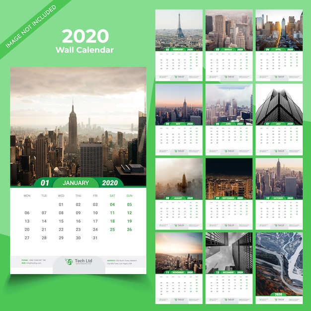 Modèle De Calendrier Mural 2020