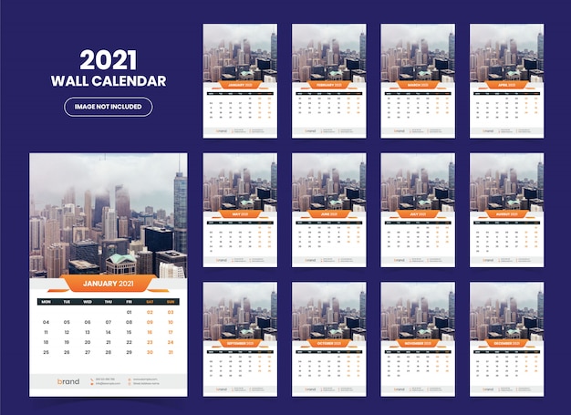 Modèle De Calendrier Mural 2021