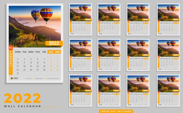 Modèle De Calendrier Mural 2022 Au Design Unique