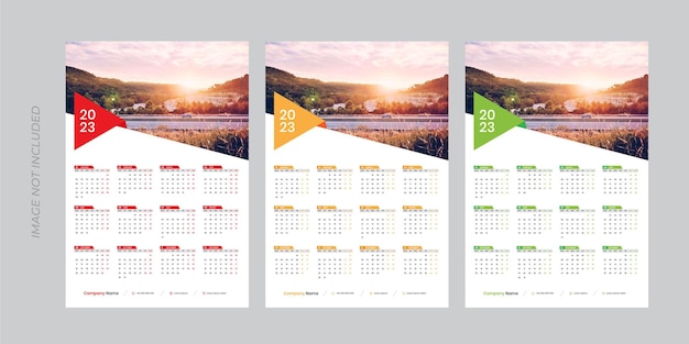 Modèle De Calendrier Mural D'une Page Pour L'année 2023