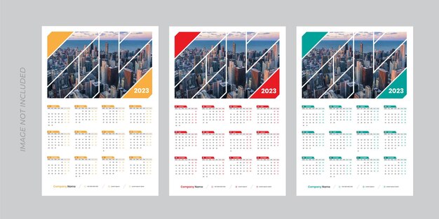 Vecteur modèle de calendrier mural d'une page pour l'année 2023