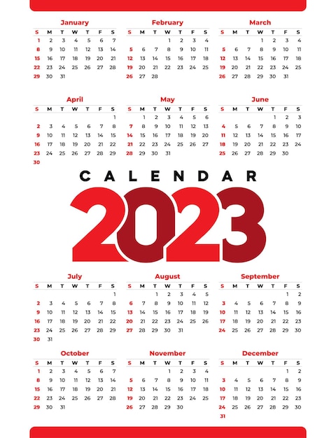 Modèle De Calendrier Plat 2023