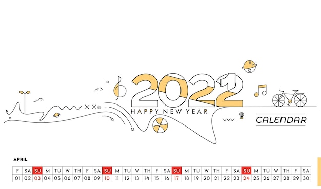 Modèle De Calendrier Pour Le Modèle De Planificateur De Design D'entreprise De 2022 Ans.