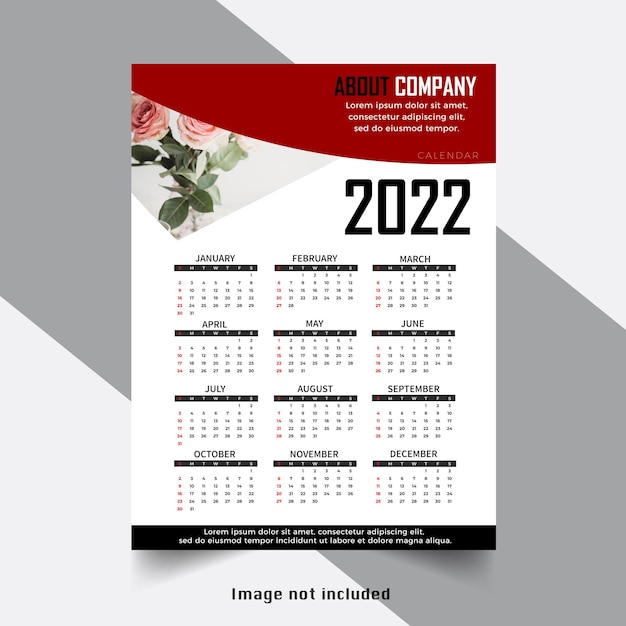 Modèle De Calendrier Rouge 2022 Design Moderne