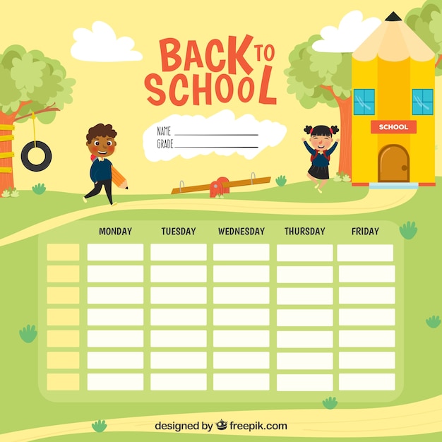 Modèle de calendrier scolaire à organiser