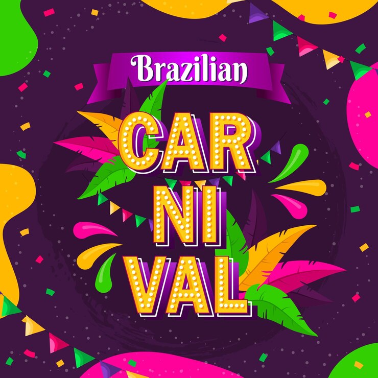 Vecteur modèle de carnaval brésilien dessiné à la main