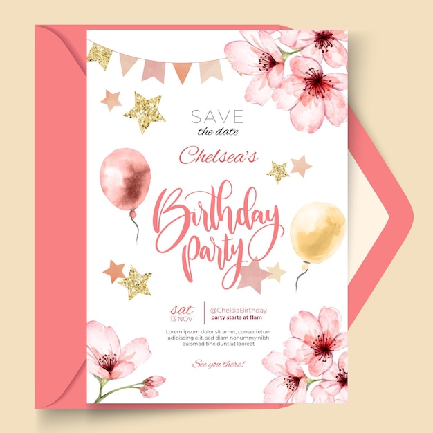Modèle de carte d'anniversaire floral