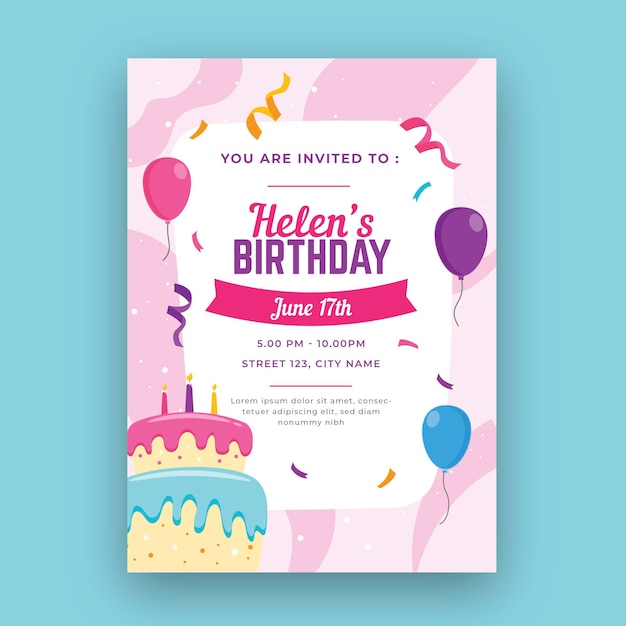 Modèle de carte d'anniversaire vertical