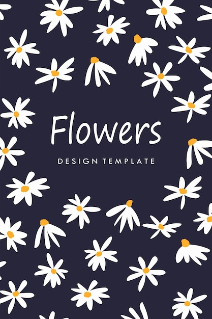 modèle de carte cadeau floral design mignon avec des fleurs dessinées à la main