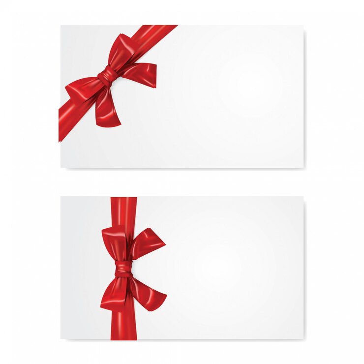 Modèle de carte cadeau avec ruban rouge et archet
