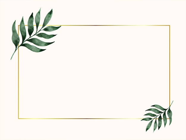 Vecteur modèle de carte de feuilles de palmier vert tropical élégant cadre doré floral décoratif bon pour la conception de vente de cartes postales, l'emballage couvre les étuis et autres surfaces