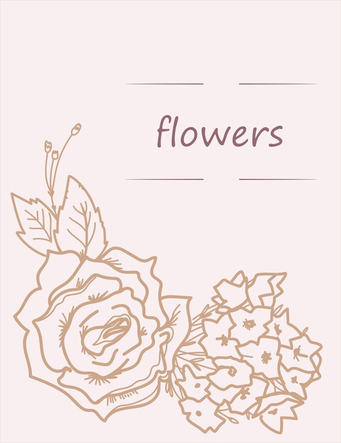 Modèle De Carte Florale Pour Les Invitations Et Salutations Vecteur Ligne Dessinée à La Main