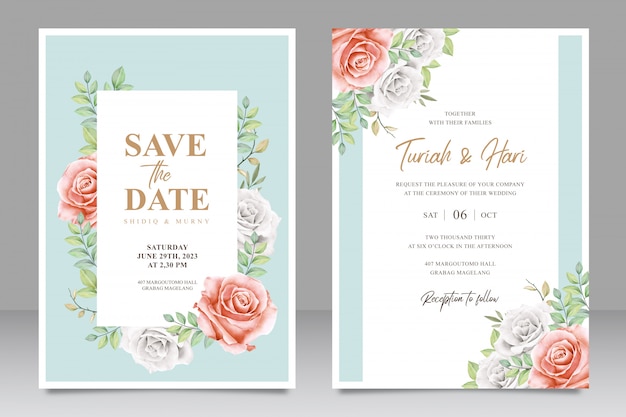 Modèle de carte invitation beau cadre floral mariage