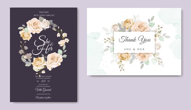 Modèle De Carte Invitation Beau Cadre Floral Mariage