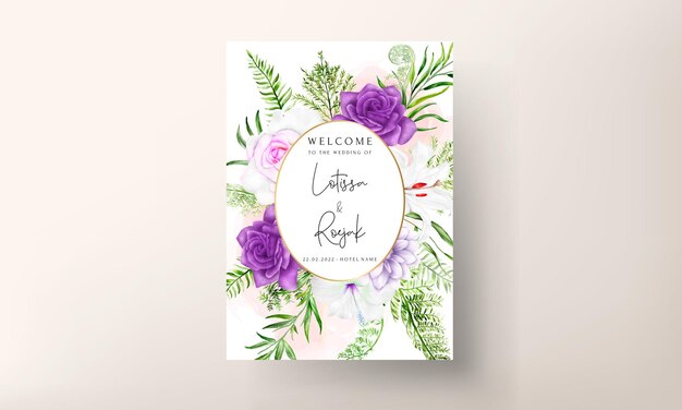 Modèle De Carte D'invitation Avec De Belles Fleurs Violettes