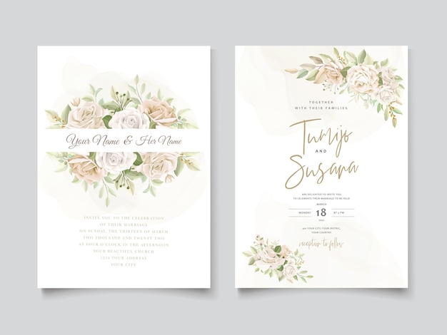 Modèle de carte d'invitation de belles roses