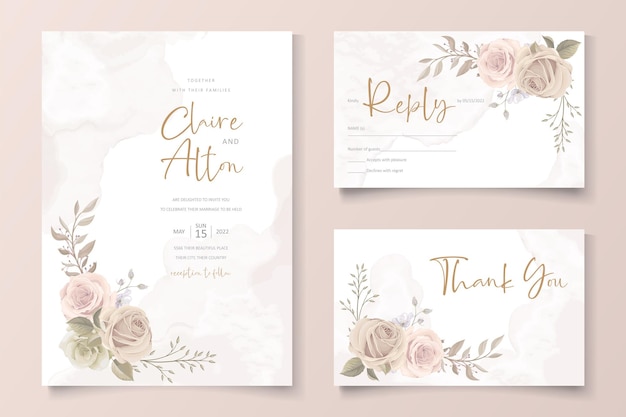 Modèle de carte d'invitation de belles roses