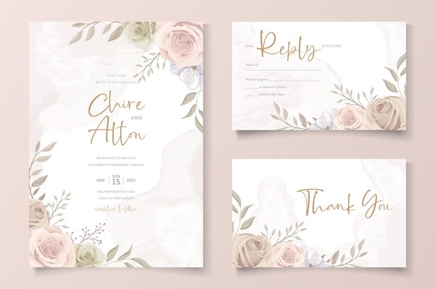 Modèle de carte d'invitation de belles roses