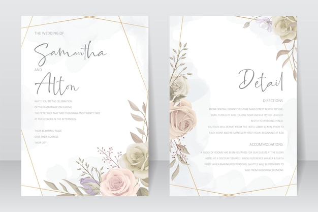 Modèle De Carte D'invitation De Belles Roses
