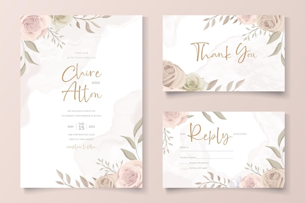 Modèle de carte d'invitation de belles roses