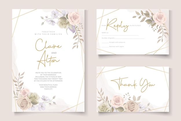 Modèle de carte d'invitation de belles roses