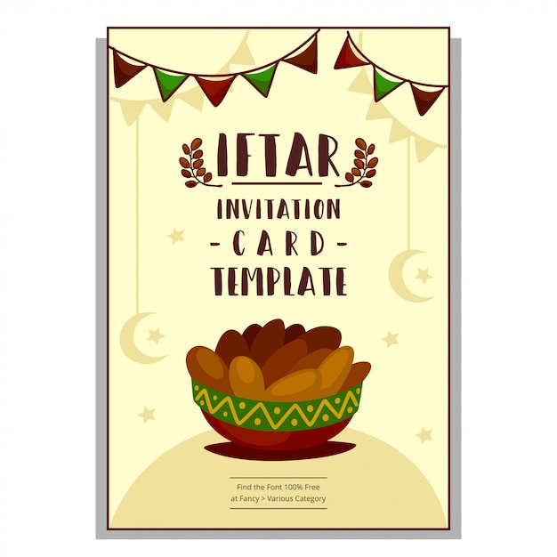 Modèle De Carte D'invitation Iftar Cartoon Dessiné Main Plat