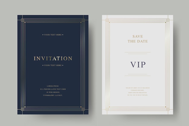 Modèle de carte d'invitation de luxe vecteur doré vintage