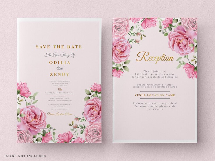 Vecteur modèle de carte d'invitation de mariage aquarelle floral
