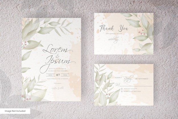 modèle de carte d & # 39; invitation de mariage aquarelle