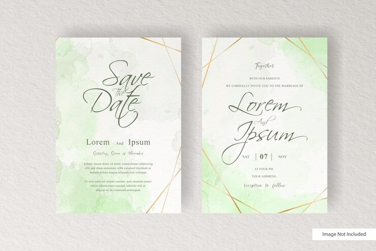Modèle de carte d'invitation de mariage aquarelle