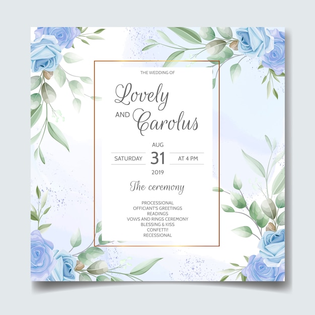 Modèle De Carte D'invitation De Mariage Belle Couronne Florale