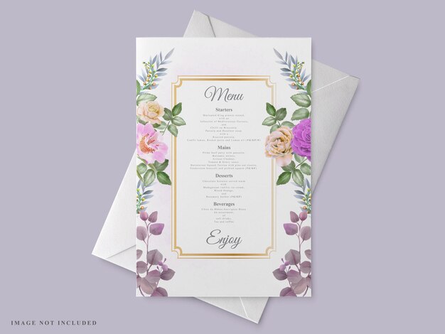 modèle de carte d & # 39; invitation de mariage avec une belle main floral dessiné