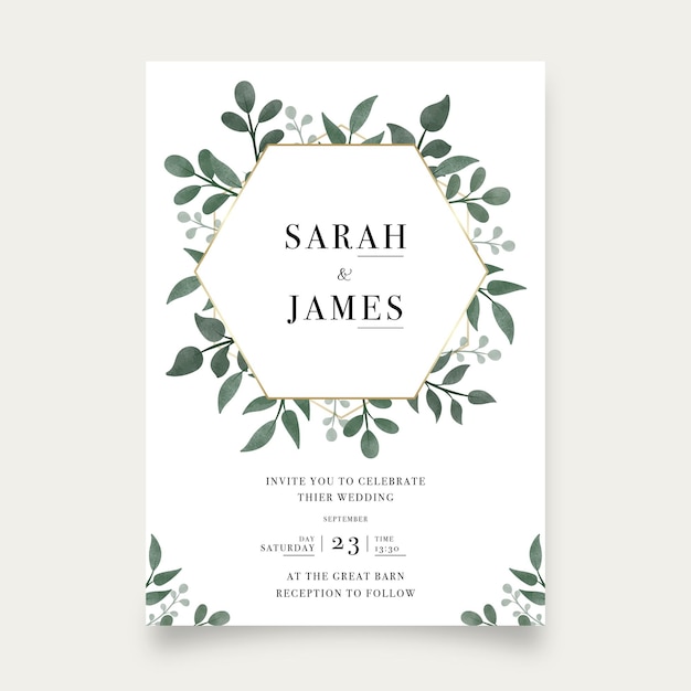 Modèle De Carte D'invitation De Mariage Blanc Floral