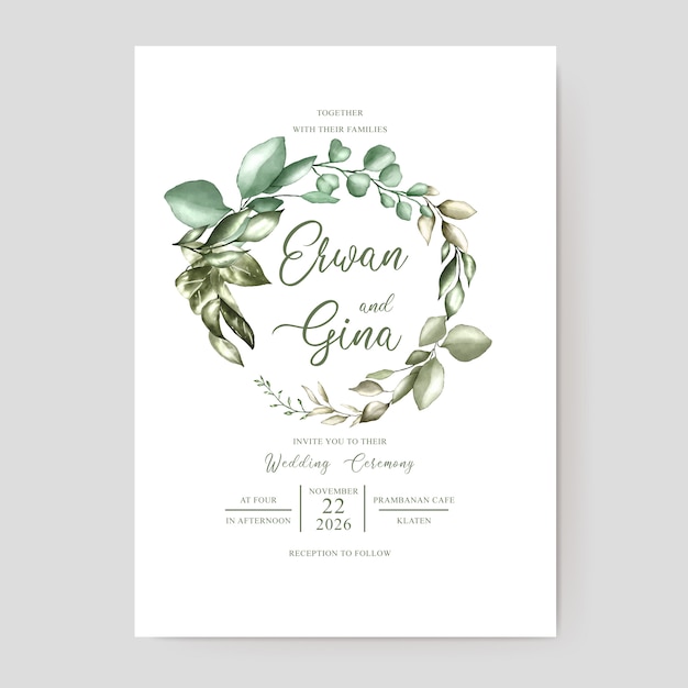 modèle de carte invitation mariage floral aquarelle