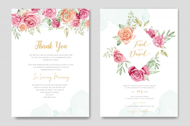 Modèle De Carte Invitation Mariage Floral Aquarelle