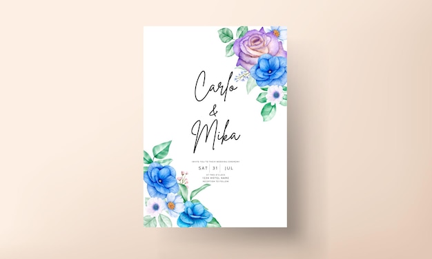 Modèle De Carte D'invitation De Mariage Floral Dessiné à La Main Aquarelle