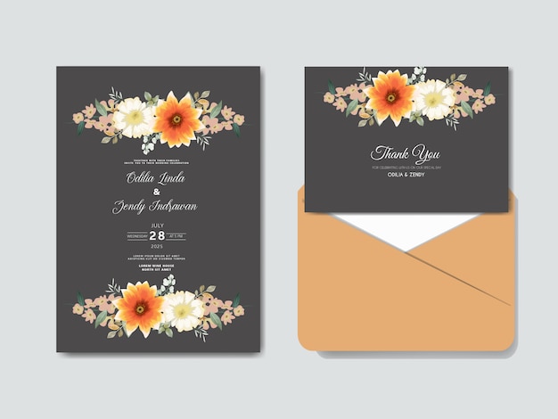 Modèle De Carte D'invitation De Mariage Floral élégant