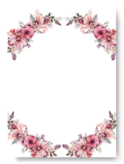 Vecteur modèle de carte d'invitation de mariage floral pivoine rose dessiné à la main