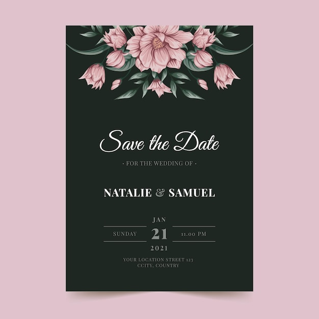 Modèle De Carte D'invitation De Mariage Floral