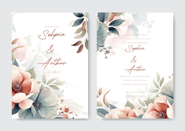 modèle de carte invitation de mariage magnifique avec des roses blanches et jaunes