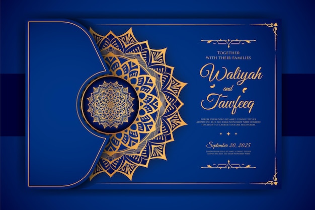 Modèle De Carte D'invitation De Mariage Mandala De Luxe Avec Motif Arabesque Fond Islamique Arabe