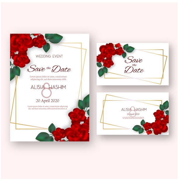 Modèle de carte d&#39;invitation de mariage rose