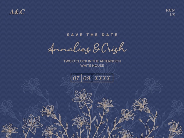 Modèle De Carte D'invitation De Mariage Avec Vecteur De Belles Feuilles