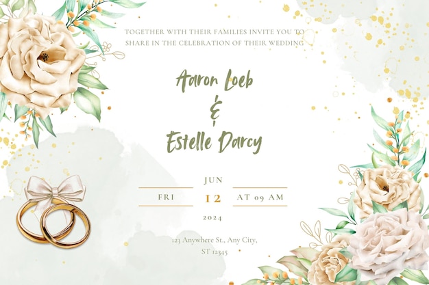 Modèle de carte d'invitation de mariage